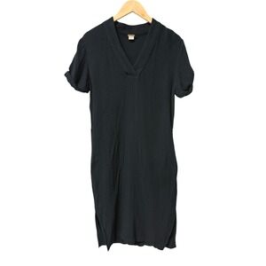 MAGASCHONI Black 100% Organic Cotton Midi Dress Women's Size XS Lagenlook EUC